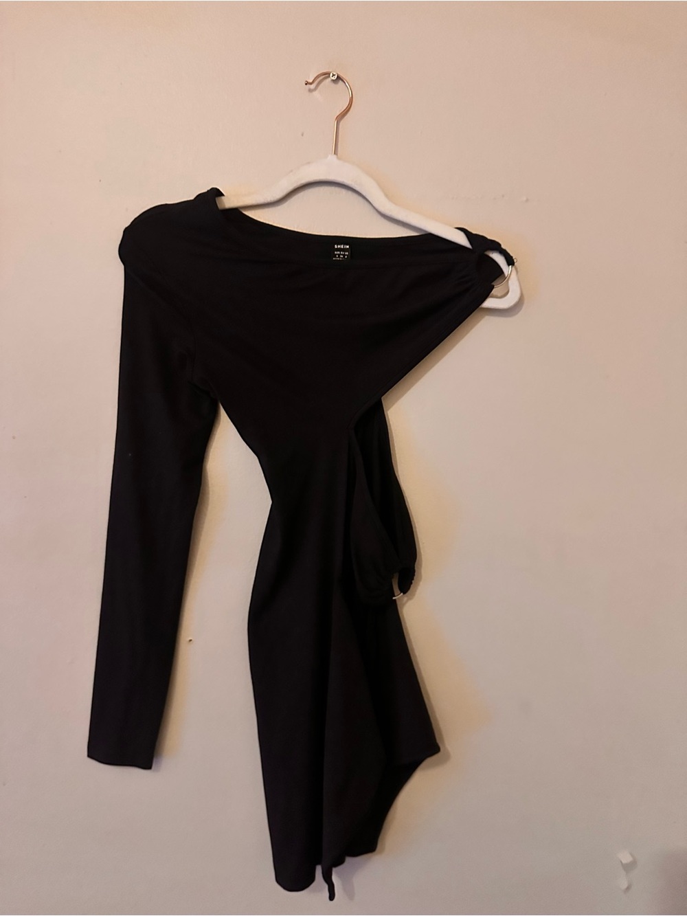 SHEIN Black One-Shoulder Long Sleeve Dress size 4 Small